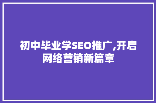 初中毕业学SEO推广,开启网络营销新篇章