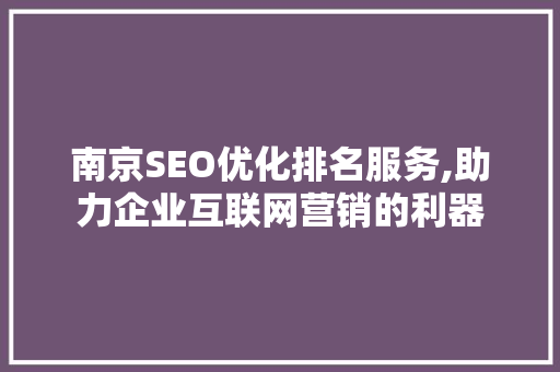 南京SEO优化排名服务,助力企业互联网营销的利器