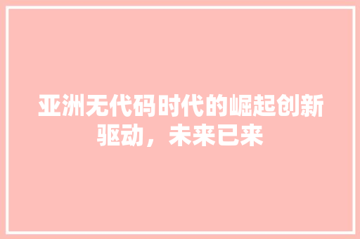 亚洲无代码时代的崛起创新驱动，未来已来