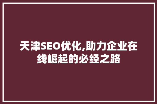 天津SEO优化,助力企业在线崛起的必经之路