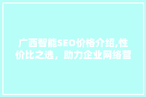 广西智能SEO价格介绍,性价比之选，助力企业网络营销