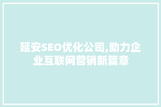 延安SEO优化公司,助力企业互联网营销新篇章