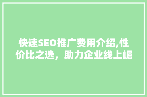 快速SEO推广费用介绍,性价比之选，助力企业线上崛起