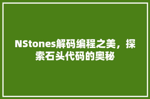 NStones解码编程之美，探索石头代码的奥秘
