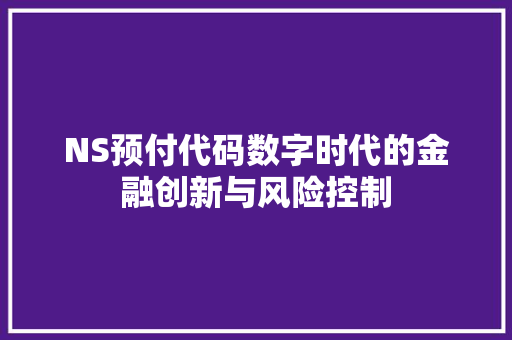 NS预付代码数字时代的金融创新与风险控制