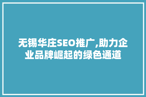 无锡华庄SEO推广,助力企业品牌崛起的绿色通道