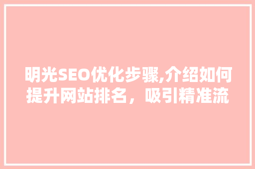 明光SEO优化步骤,介绍如何提升网站排名，吸引精准流量