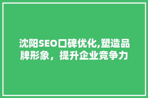 沈阳SEO口碑优化,塑造品牌形象，提升企业竞争力