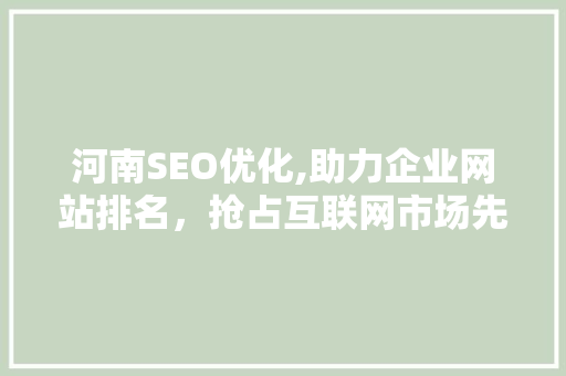 河南SEO优化,助力企业网站排名，抢占互联网市场先机