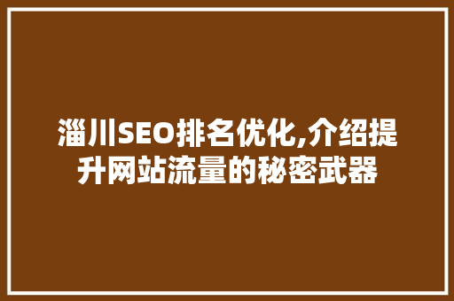 淄川SEO排名优化,介绍提升网站流量的秘密武器  第1张