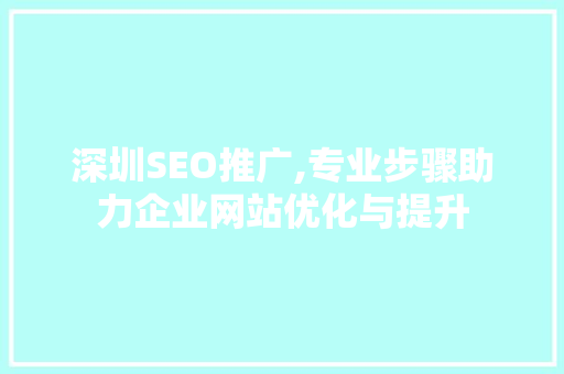 深圳SEO推广,专业步骤助力企业网站优化与提升