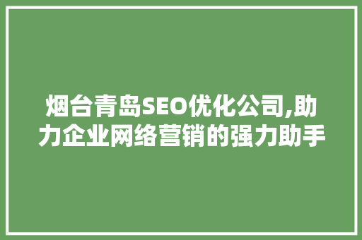 烟台青岛SEO优化公司,助力企业网络营销的强力助手
