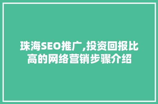 珠海SEO推广,投资回报比高的网络营销步骤介绍