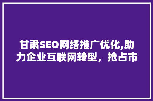 甘肃SEO网络推广优化,助力企业互联网转型，抢占市场先机