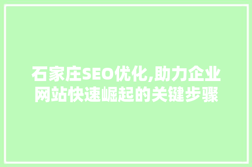 石家庄SEO优化,助力企业网站快速崛起的关键步骤