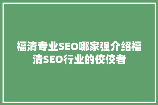 福清专业SEO哪家强介绍福清SEO行业的佼佼者