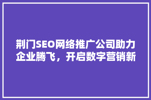 荆门SEO网络推广公司助力企业腾飞，开启数字营销新时代