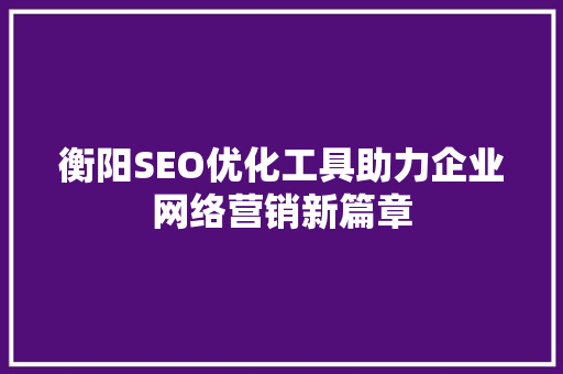 衡阳SEO优化工具助力企业网络营销新篇章