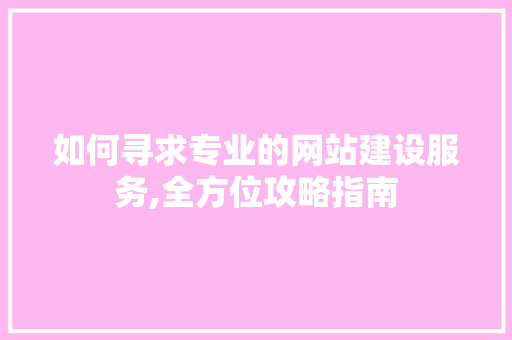 如何寻求专业的网站建设服务,全方位攻略指南