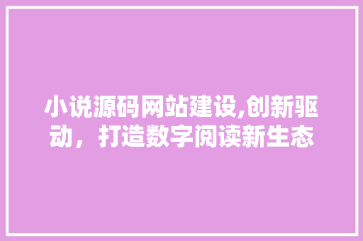 小说源码网站建设,创新驱动，打造数字阅读新生态