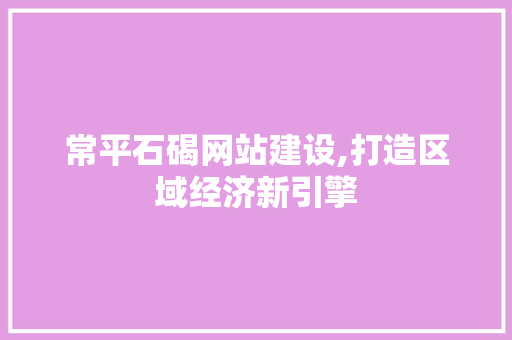 常平石碣网站建设,打造区域经济新引擎