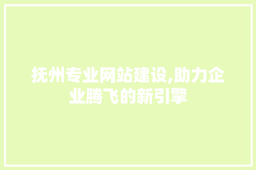 抚州专业网站建设,助力企业腾飞的新引擎