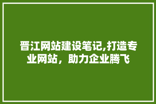 晋江网站建设笔记,打造专业网站，助力企业腾飞