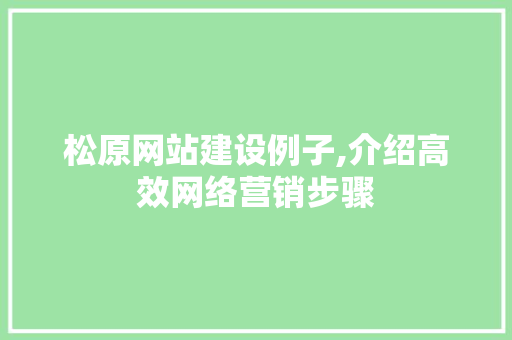 松原网站建设例子,介绍高效网络营销步骤