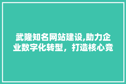 武隆知名网站建设,助力企业数字化转型，打造核心竞争力