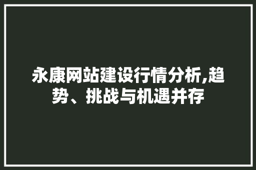 永康网站建设行情分析,趋势、挑战与机遇并存