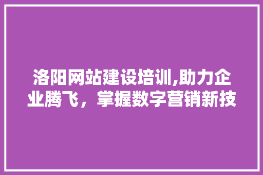 洛阳网站建设培训,助力企业腾飞，掌握数字营销新技能