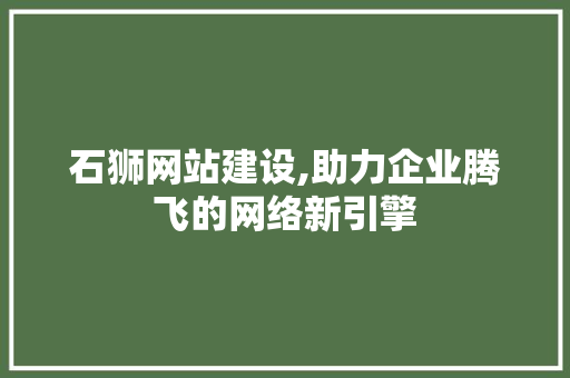石狮网站建设,助力企业腾飞的网络新引擎
