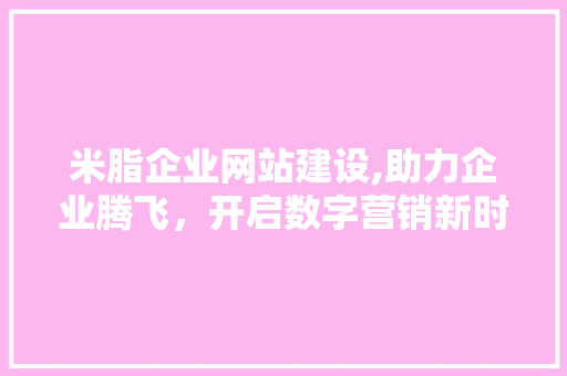 米脂企业网站建设,助力企业腾飞，开启数字营销新时代