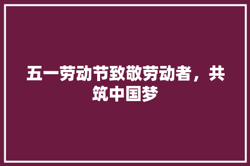 五一劳动节致敬劳动者，共筑中国梦