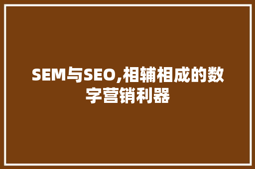 SEM与SEO,相辅相成的数字营销利器