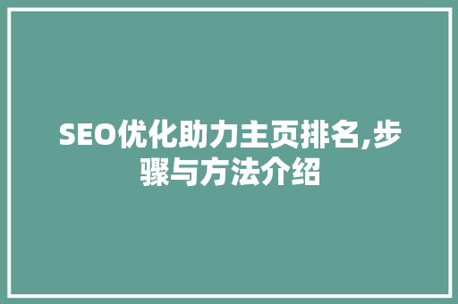 SEO优化助力主页排名,步骤与方法介绍