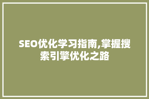SEO优化学习指南,掌握搜索引擎优化之路