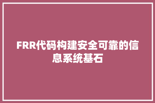 FRR代码构建安全可靠的信息系统基石
