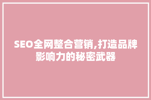 SEO全网整合营销,打造品牌影响力的秘密武器