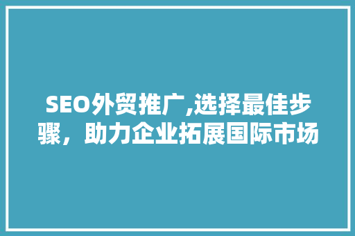 SEO外贸推广,选择最佳步骤，助力企业拓展国际市场