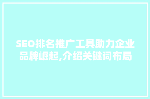 SEO排名推广工具助力企业品牌崛起,介绍关键词布局的艺术