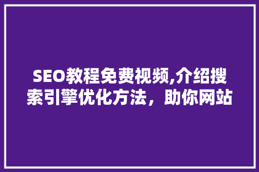 SEO教程免费视频,介绍搜索引擎优化方法，助你网站排名飙升！