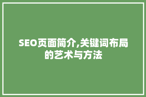 SEO页面简介,关键词布局的艺术与方法