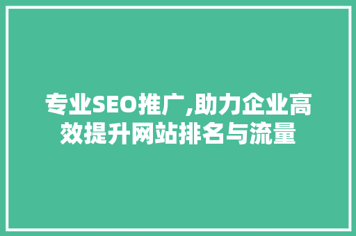 专业SEO推广,助力企业高效提升网站排名与流量