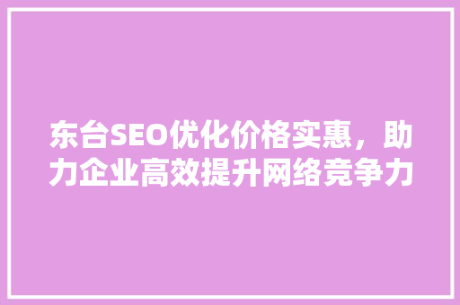 东台SEO优化价格实惠，助力企业高效提升网络竞争力