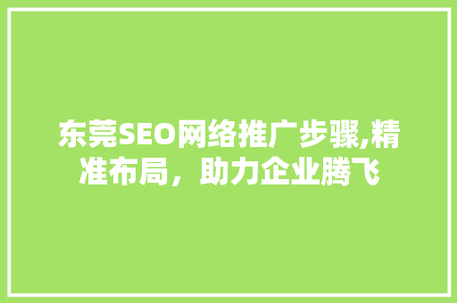 东莞SEO网络推广步骤,精准布局，助力企业腾飞