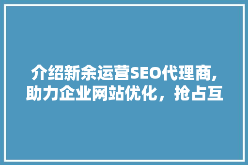 介绍新余运营SEO代理商,助力企业网站优化，抢占互联网市场先机