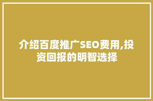 介绍百度推广SEO费用,投资回报的明智选择