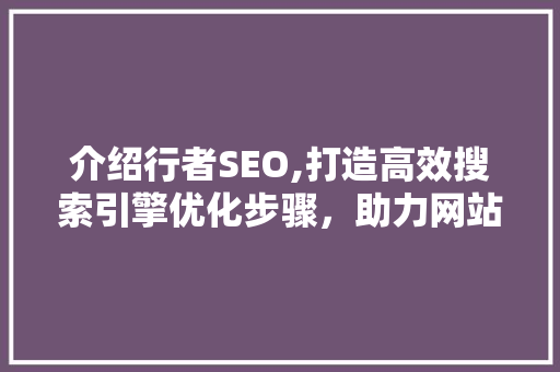 介绍行者SEO,打造高效搜索引擎优化步骤，助力网站排名飙升！