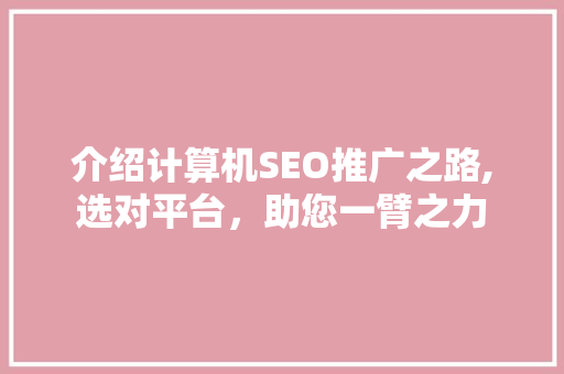 介绍计算机SEO推广之路,选对平台，助您一臂之力